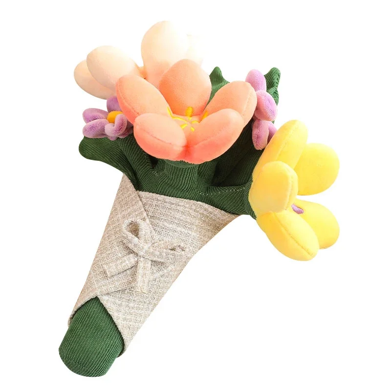 Interesting Hand-held Flowers, Tulips, Potted Plants, Plush Toy Dolls, Cute Soothing Bouquets Girls Graduation Day Gift Dolls