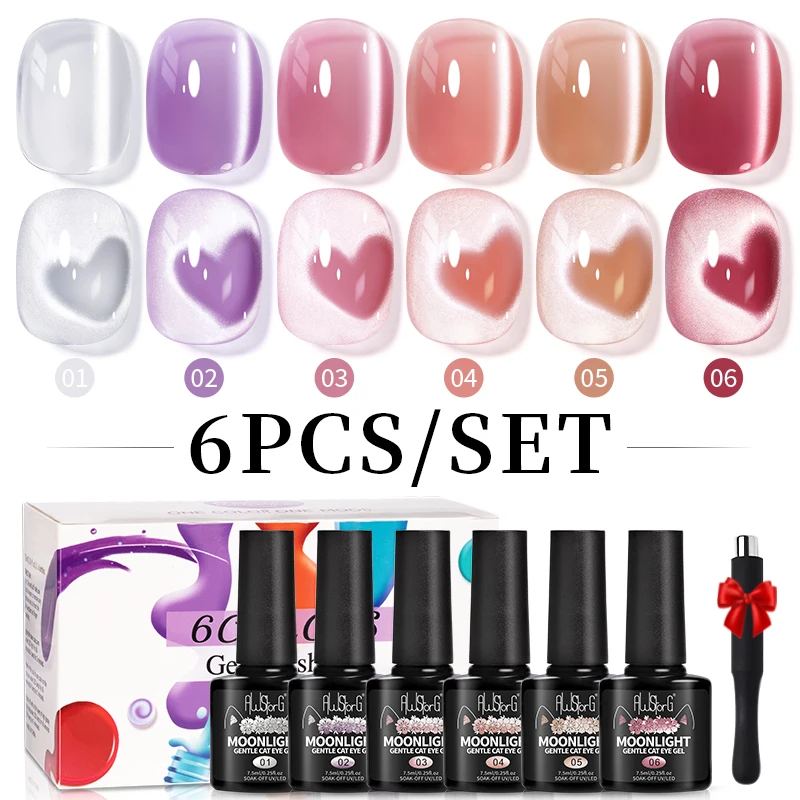 

AWStorG Moonlight Cat Магнитный гель для ногтей Клей 7,5 мл 6 шт. Soak off Base Gel Верхнее покрытие УФ-гель для наращивания ногтей Гель для накладных ногтей