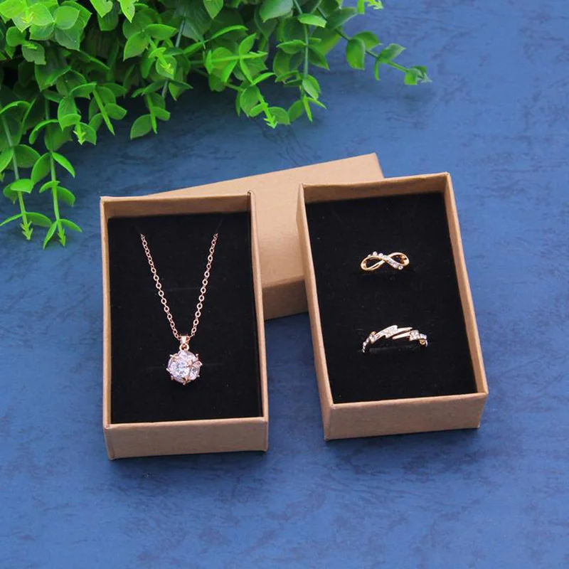 

48Pcs/Lot Kraft Paper Jewellery Organizer Box Engagement Ring For Earrings Necklace Bracelet Display Pendant Gift Carrying Cases