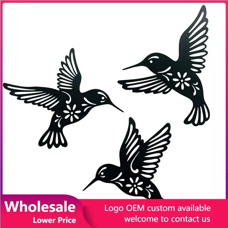 

3pcs Metal Hummingbird Wall Art Decor Hollow Out Iron Bird Sculpture Ornament Bird Wall Sculpture for Home Patio Bedroom Living