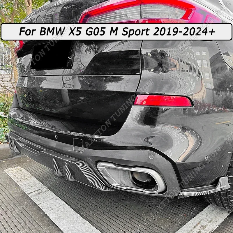 Rear Bumper Diffuser Spoiler Splitter Lip Body Kit Tuning Gloss Black/Carbon Look ABS MP Style For BMW X5 G05 M Sport 2019-2024+