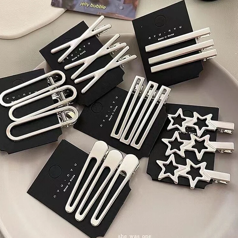 3Pcs Sweet Fashion Metal Hairpin Non Slip Hairpin Geometric Hollow Hair Pin Women Barrettte