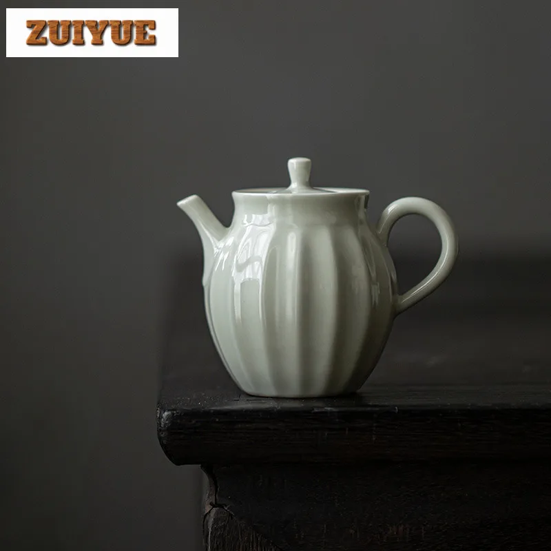 150ml Antique Ice Platform Glaze Teapot Plant Ash Melon Edged Pot Tea Brewing Kettle With Ball Hole Filter Tea Set Collection