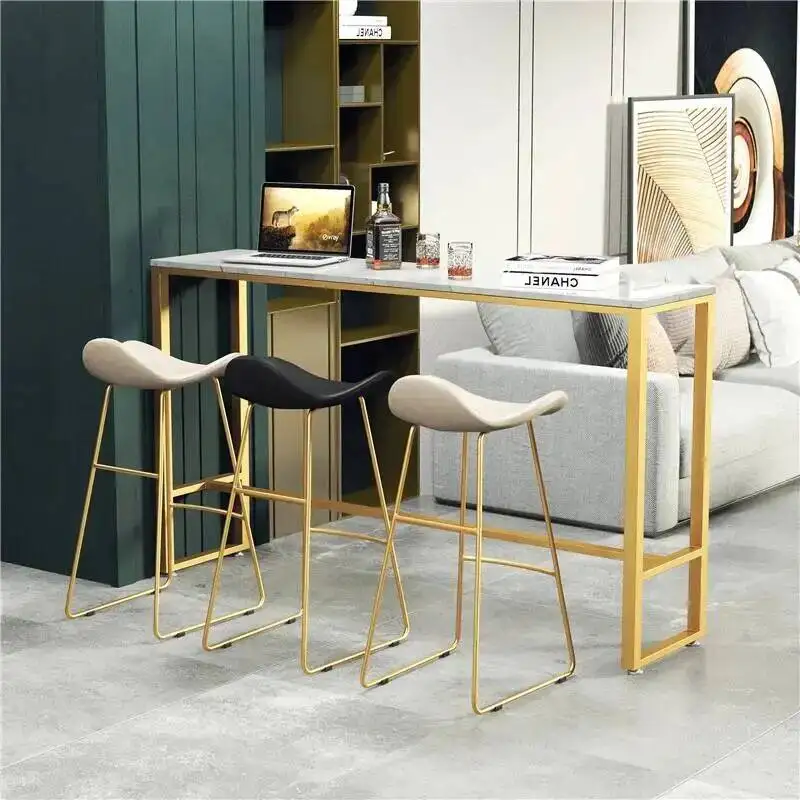 Juego de Muebles Nórdicos Modernos para Jardín, Balcón o Restaurante, con Taburetes de Bar, Banqueta de Cuero, para Dormitorio o Camping
