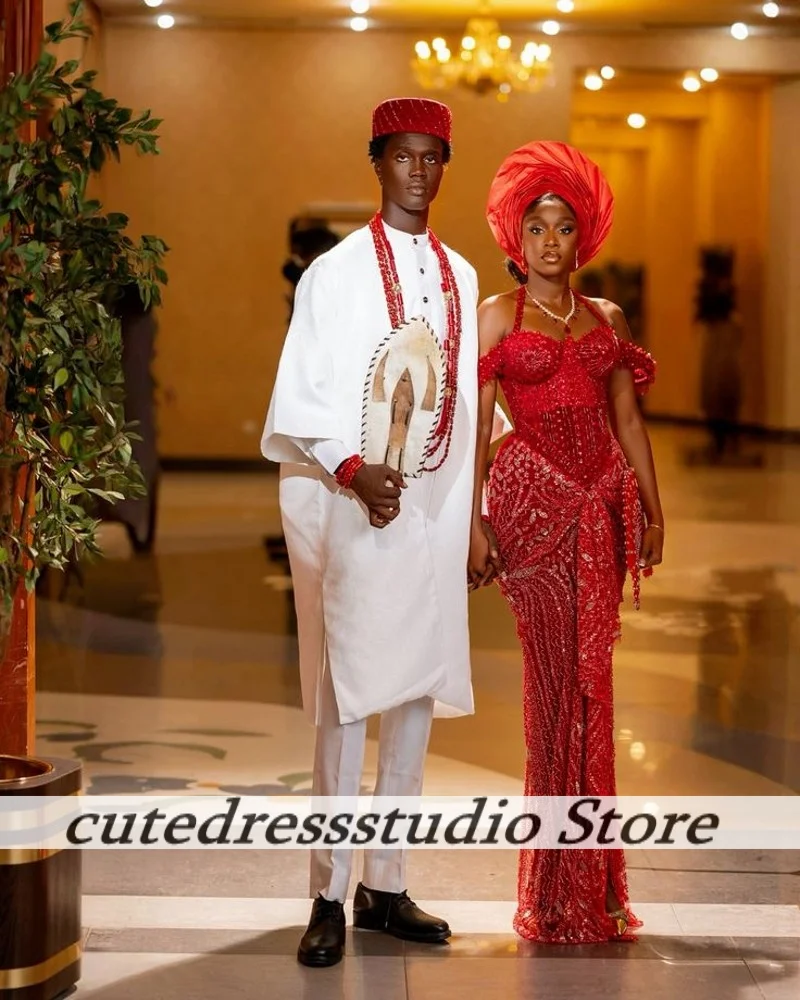 

Красный Холтер из бисера и кристаллов вечерние платья для африканских женщин Aso Ebi свадебное платье длинные платья русалки для выпускного вечера по индивидуальному заказу