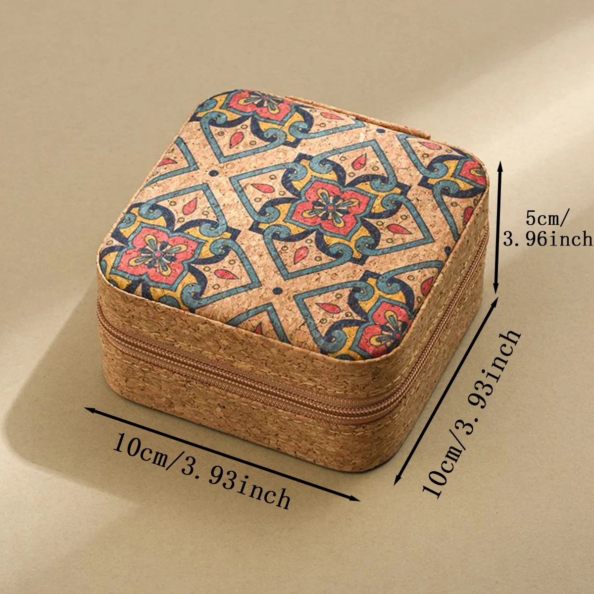 Cork Patterned Jewelry Box with Fashionable Retro Style Portable Travel Jewelry Storage Display Rings, Necklaces, Earrings