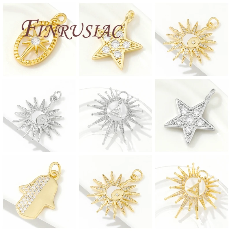18K vergoldete Sonnen-/Sternanhänger für Schmuck, DIY-Ohrringzubehör, Anhänger für Halsketten.