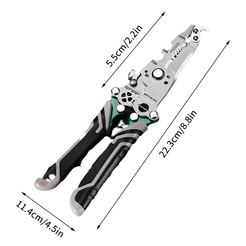 1/2 pçs dobrável multifuncional descascadores de fio 18 em 1 alicate eletricista para descascar fios friso ferramentas reparo doméstico automotivo