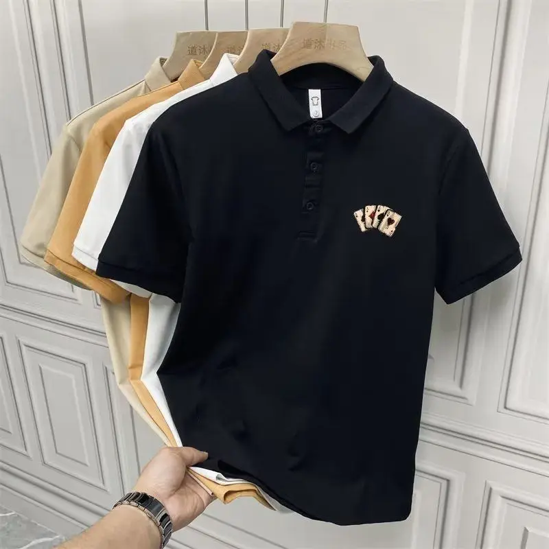 

Fashionable Brand Lapel Short-sleeved T-shirt New Summer Black Men's Polo Shirt Men's Casual T-shirt Clothes