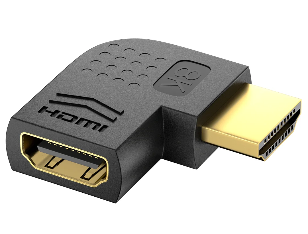 8K HDMI 2.1 محول ، HDMI2.1 ذكر إلى شاحن أنثي 8K @ 60Hz ، 90 درجة HDMI2.1 محول ، 270 درجة HDMI2.1 محول