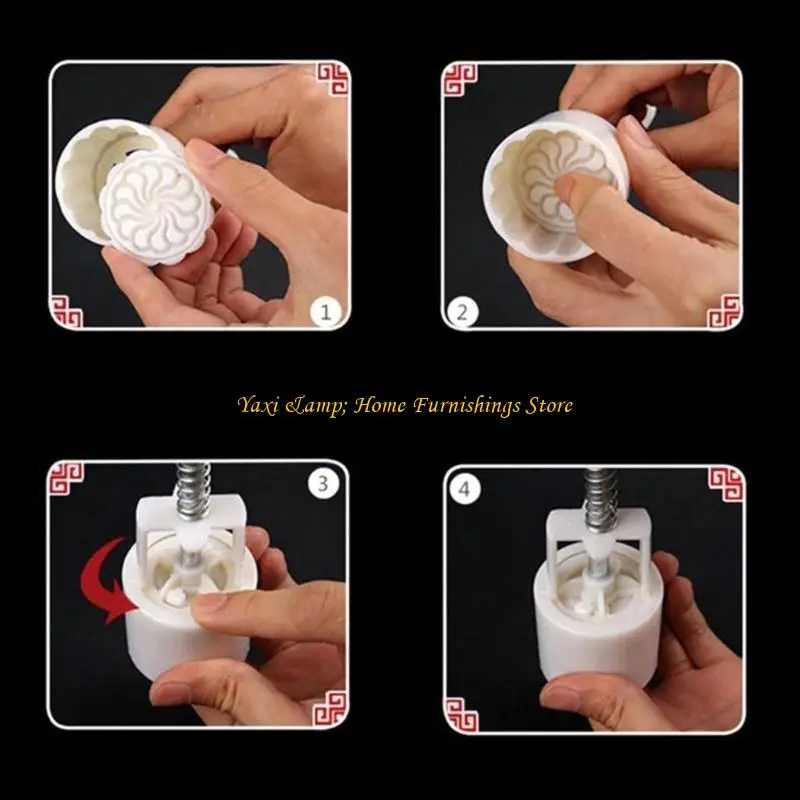 W8EA 125g Plastic Material Mooncake Mold Flower Stamps Moon Cake Moulds for Mid-Autumn Festival DIY Baking Mooncake Use