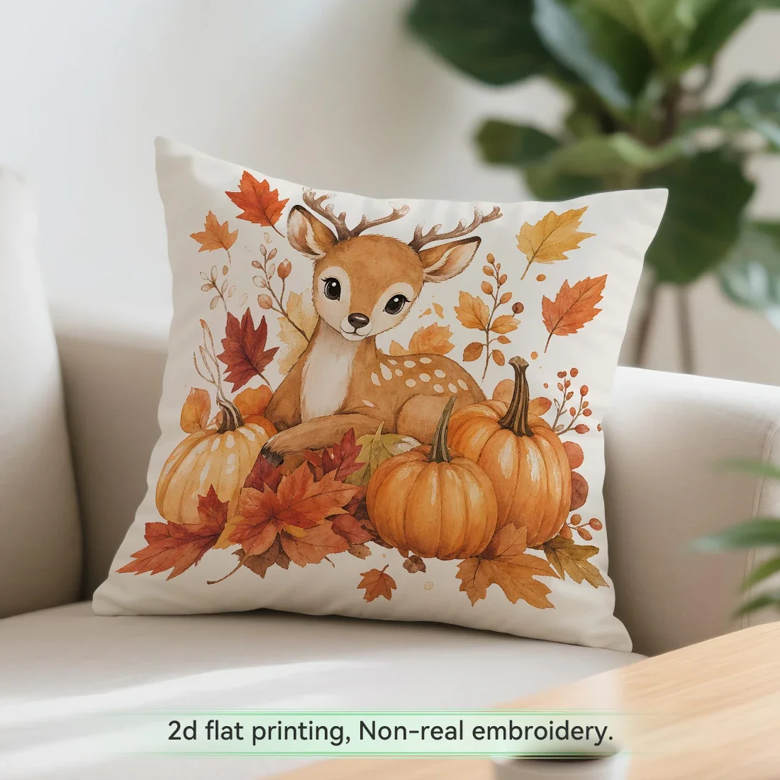Autumn Squirrel Deer Cartoon Cushions Pillowcase Polyester Cushion Cover Throw Pillow Pillowcover Home Car Sofa Decor
