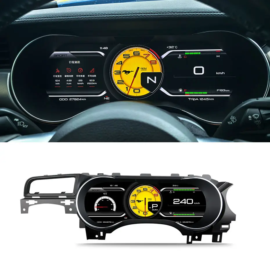 COHO For Ford Mustang 2015-2023 LCD instrument cluster with a 15.6-inch high-definition screen.