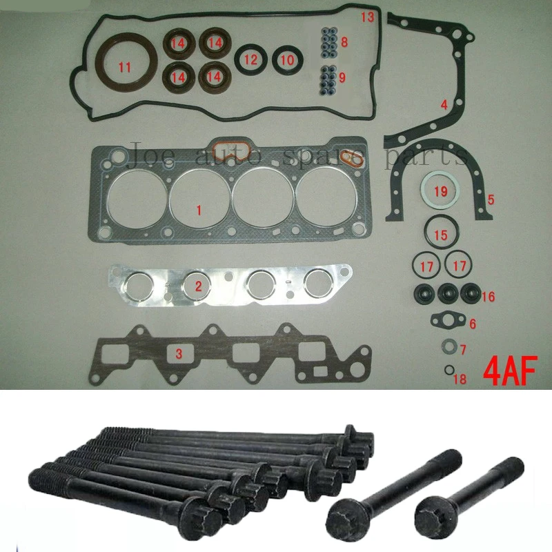 4AF 4AFE   Engine complete Full gasket set kit cylinder head bolt nuts screw for Toyota Corolla Carina CELICA 1587cc 1.6L