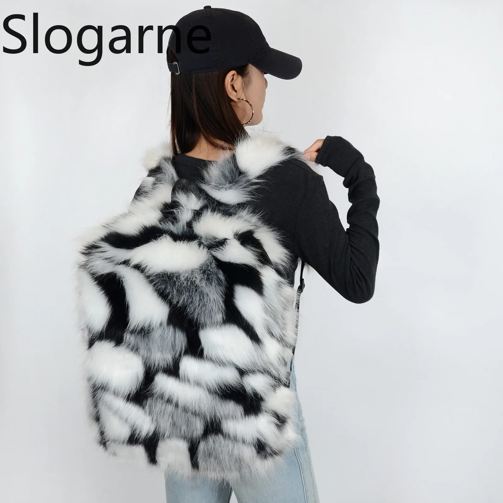 กระเป๋าเป้ขนสัตว์หรูหราสำหรับผู้หญิง ความจุขนาดใหญ่ กระเป๋าขนแรคคูนเทียมสำหรับผู้ชาย กระเป๋าเดินทางฤดูหนาว ของขวัญปีใหม่ 2026 กระเป๋าเป้แบรนด์ดีไซเนอร์