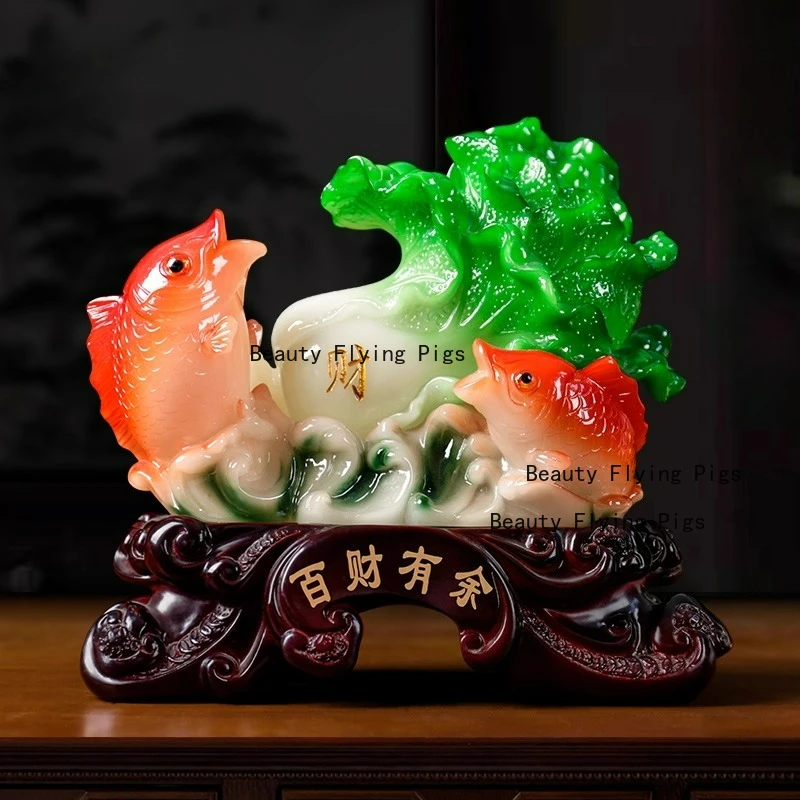 Resin Cabbage Creative Ornament Living Room Office Home Decoration Crafts Housewarming Gift Vintage Home Decor