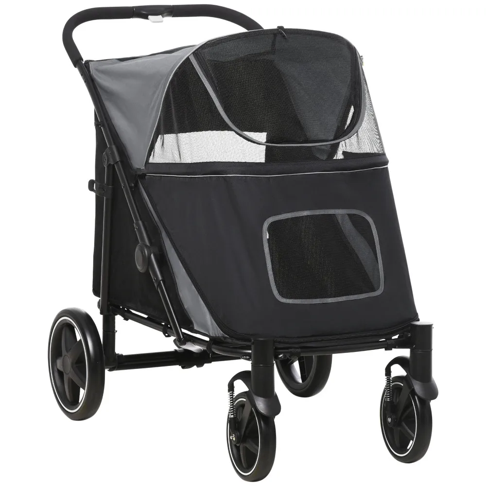 

One-Click Foldable Doggy Stroller for Medium Large Dogs, Pet Stroller with Storage, Smooth Ride with Shock Absorption,