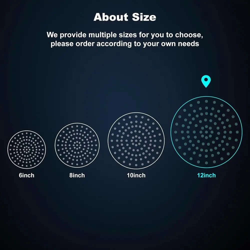 رأس دش مطري كبير من الفولاذ المقاوم للصدأ عالي الضغط مع تصميم برونزي رفيع للغاية ومطلي بالزيت، 12 بوصة