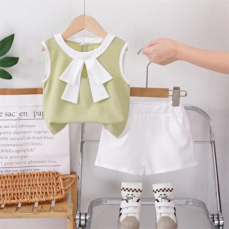 

New Summer Baby Clothes Suit Children Girls Vest Shorts 2Pcs/Sets Toddler Clothing Infant Casual Cotton Costume Kids Tracksuits