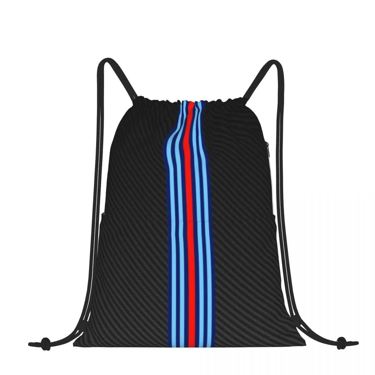 

Drawstring Backpack Carbon Fiber Racing Stripes Shoulder Bag Zipper Pocket Sports & Travel Hikes Portables Bag