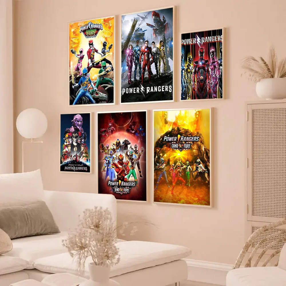 Movie P-Power R-Rangers Vintage Posters Sticky Whitepaper Prints Posters Artwork Posters Wall Stickers