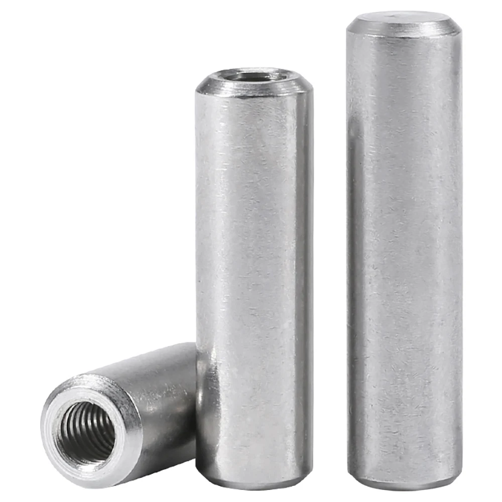 OD 6 8mm 304 Stainless Steel Internal Thread Cylindrical Pin Female Thread Locating Dowel Pin Length 12-80mm