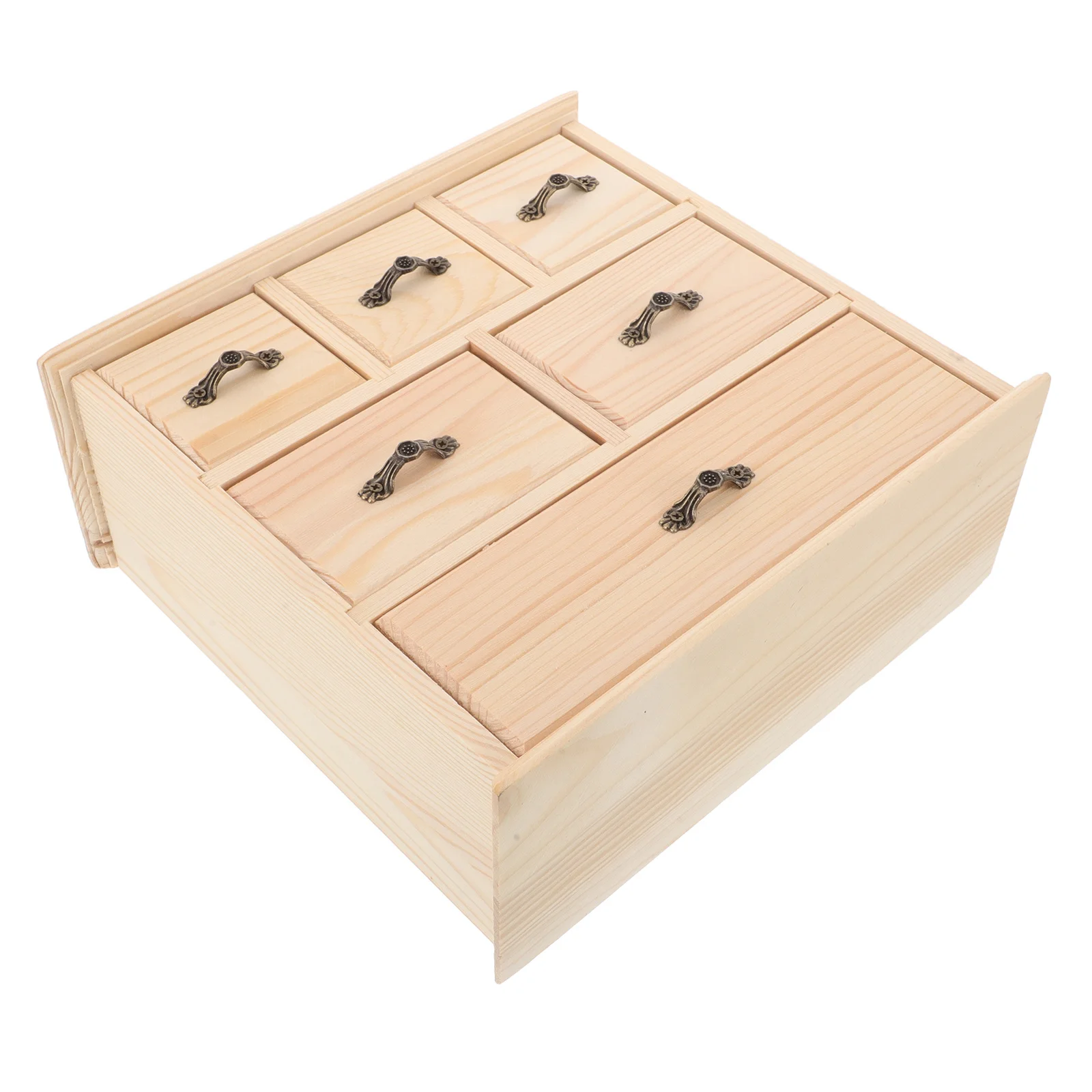 

Wood Desktop Organizer Box Natural Wood Jewelry Storage Craft Supplies Drawer Compact Rustic Countertop Storage Organizer