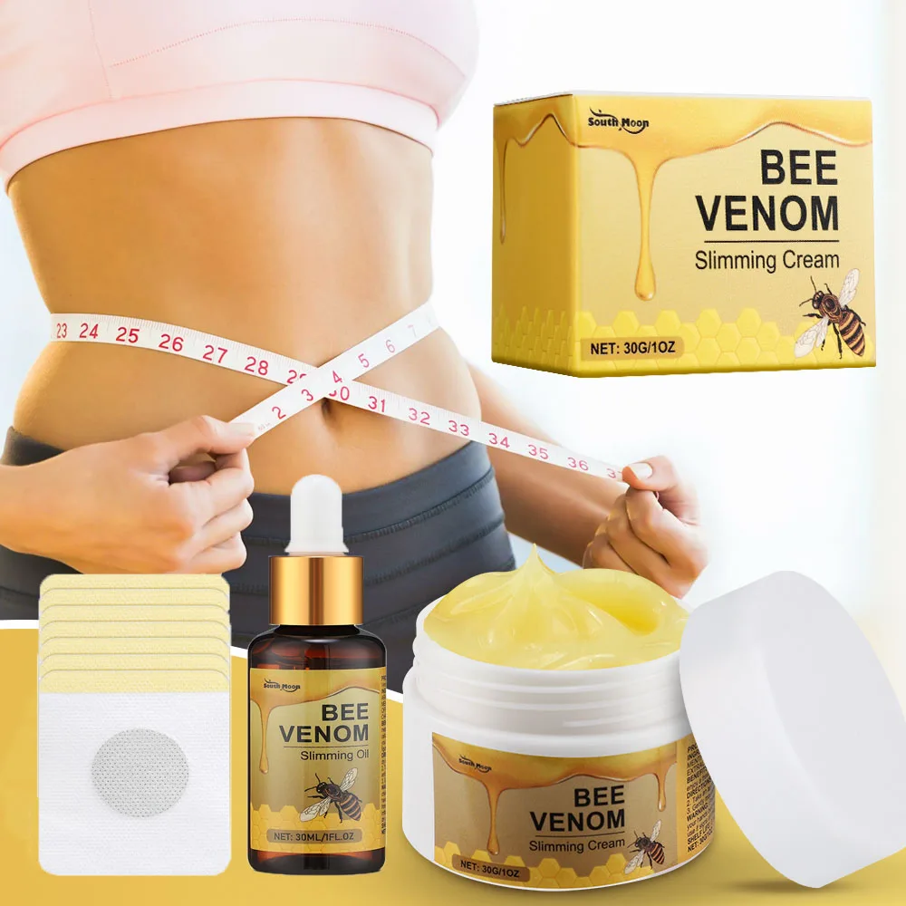 Bee Venom Body Slimming Essential Oil & Cream & Patches Leg Waist Belly Weight Loss Fat Burner Fast Belly Tighten Firming