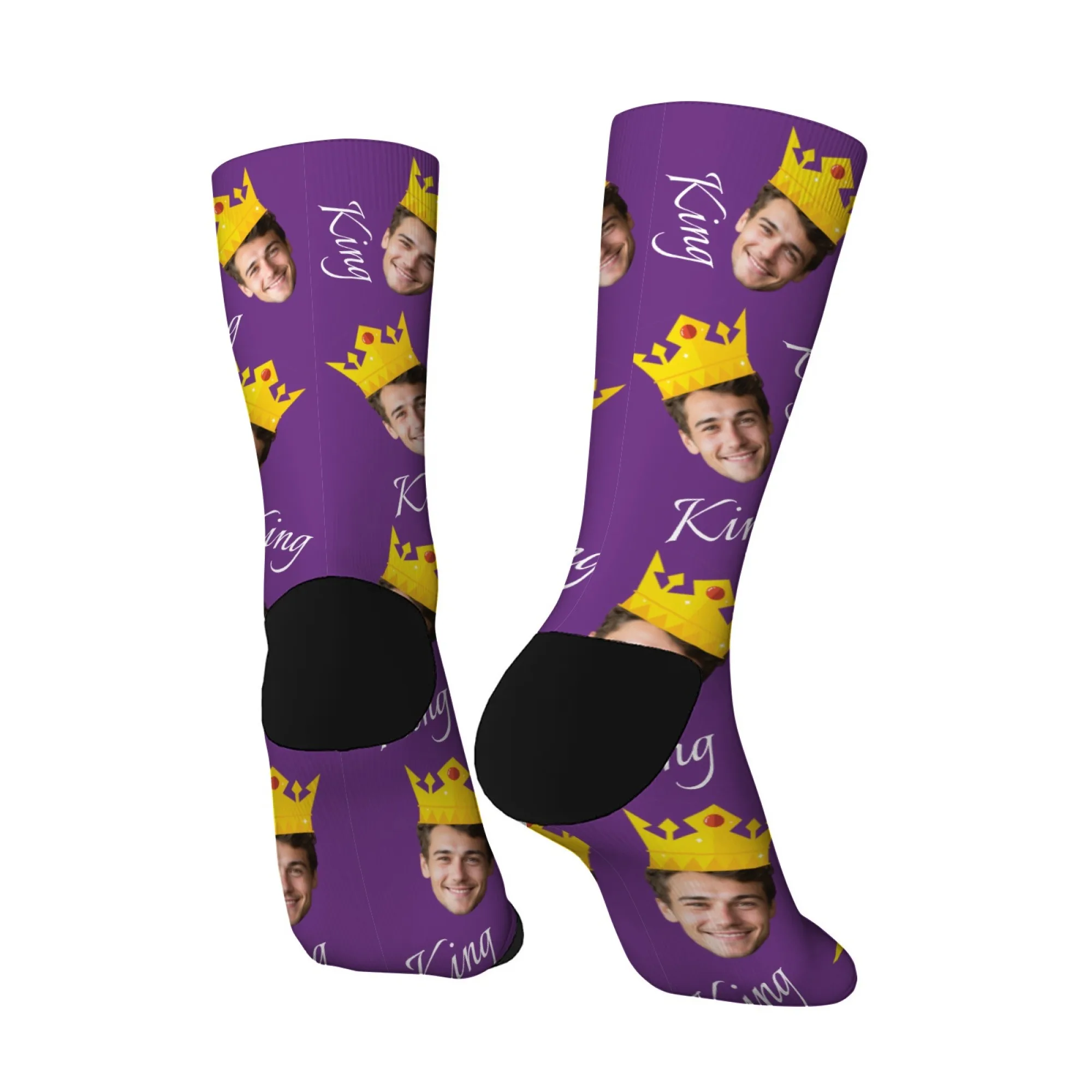 King Design – chaussettes personnalisées pour hommes, nouveauté, chaussettes amusantes et folles pour hommes, Photo personnalisée, cadeaux pour la famille et les amis