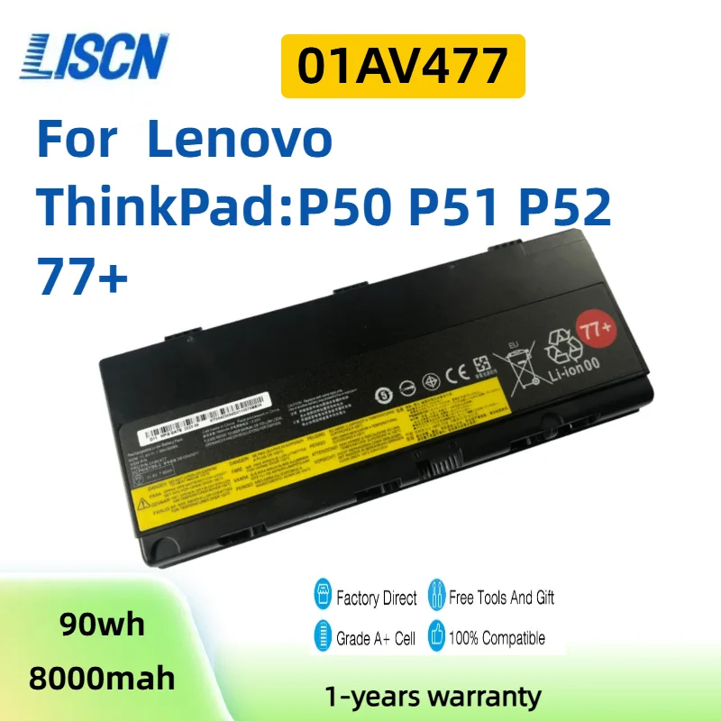 For Lenovo Thinkpad P50 P51 P52 00NY490 00NY491 00NY492 01AV477 01AV495 SB10H45075 SB10H45077 Laptop Battery 11.4V 90Wh 77+