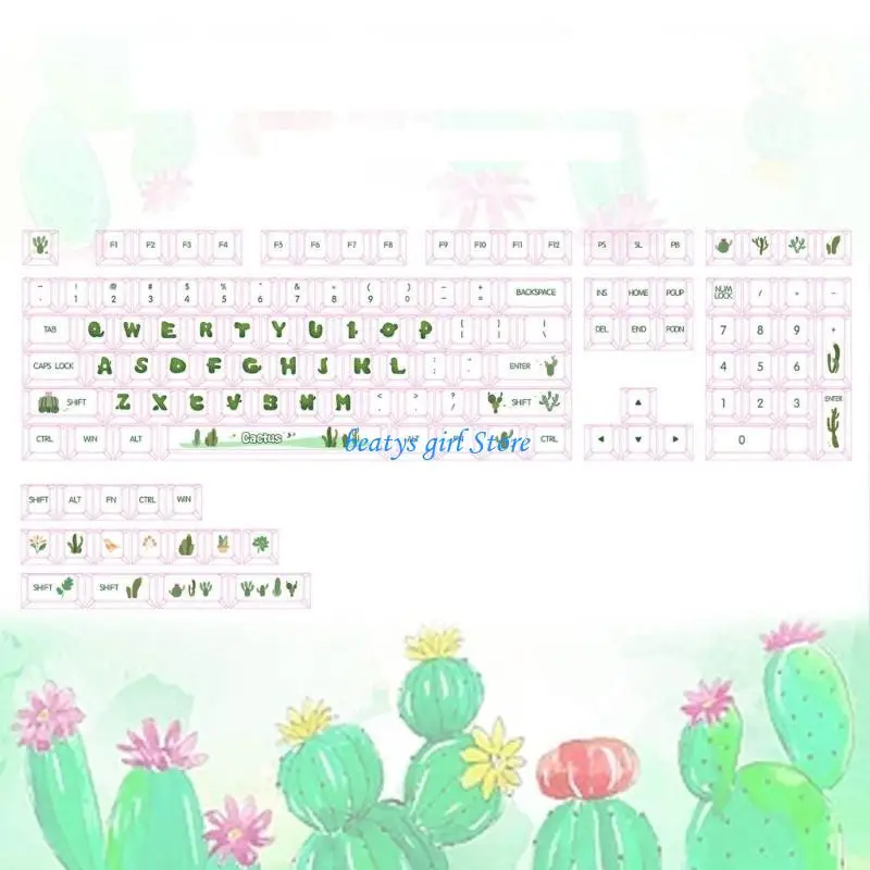

C7AB 124Keys Keycaps Cactus Keycap Sublimations XDA Profile Keycap for Mechanical