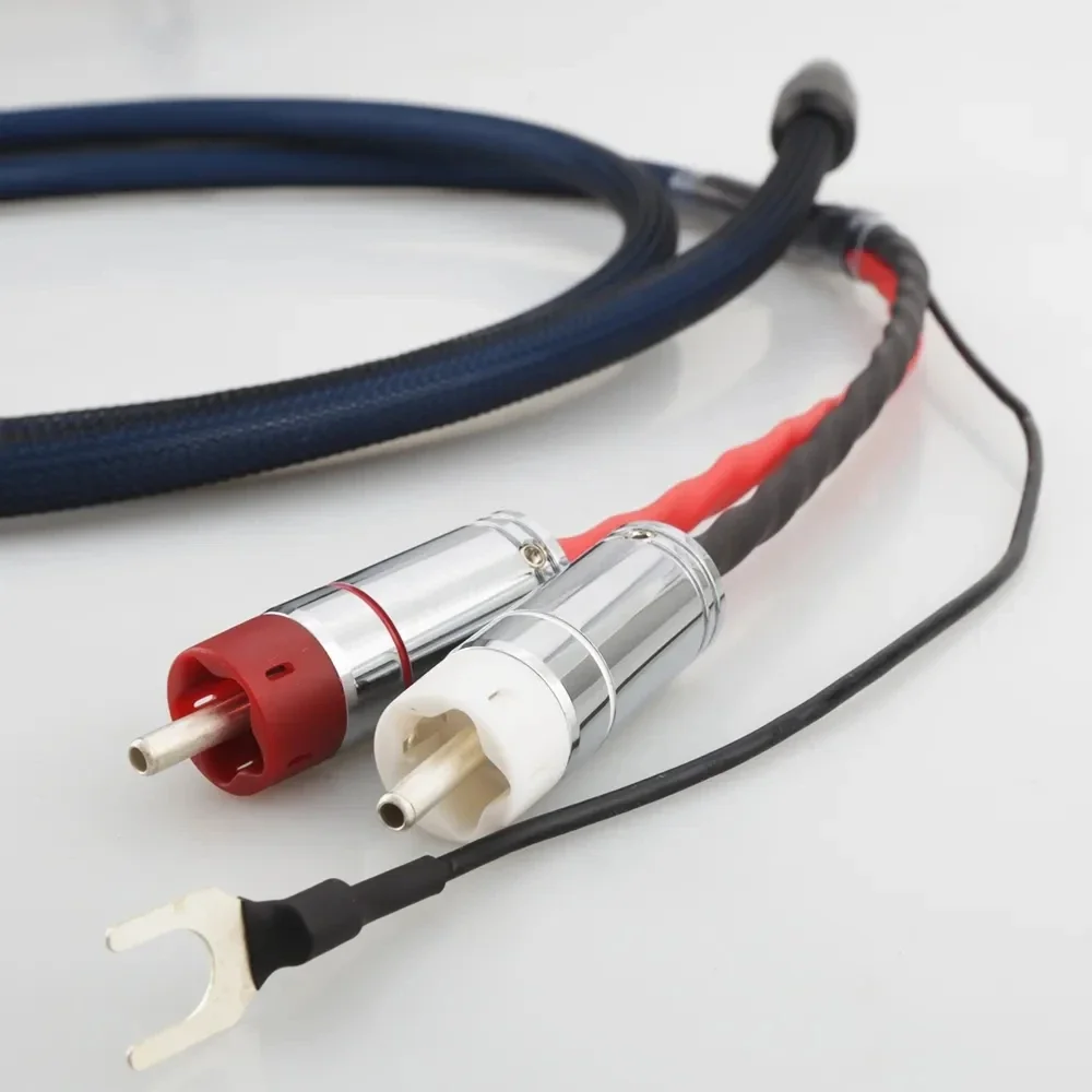 Audiocrast OFC Silver Plated With shielding RCA 5 pin DIN XLR U spade plug Audio Phono Tonearm Cable with Ground Wire