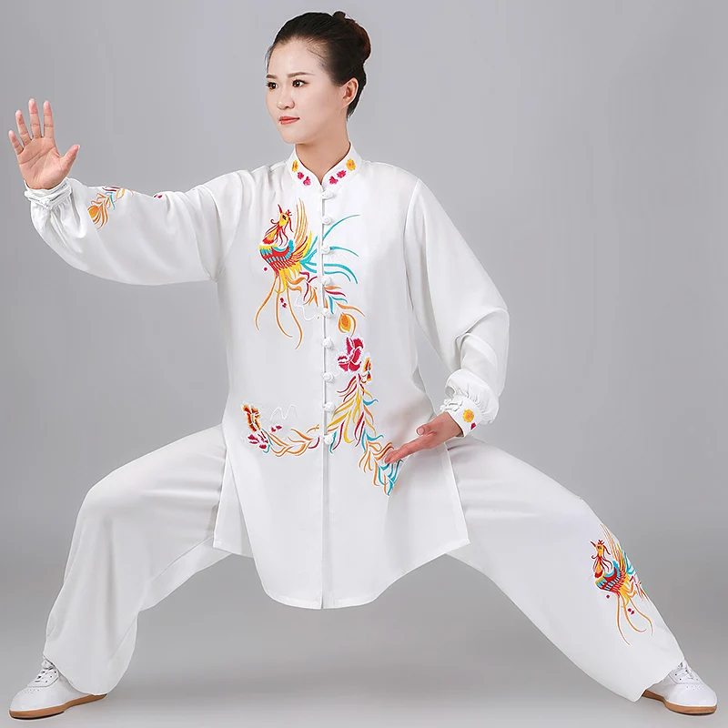Premium Embroidered Mid-Length Tai Chi Uniform - Breathable Wrinkle-Resistant Martial Arts Practice & Performance Outfit