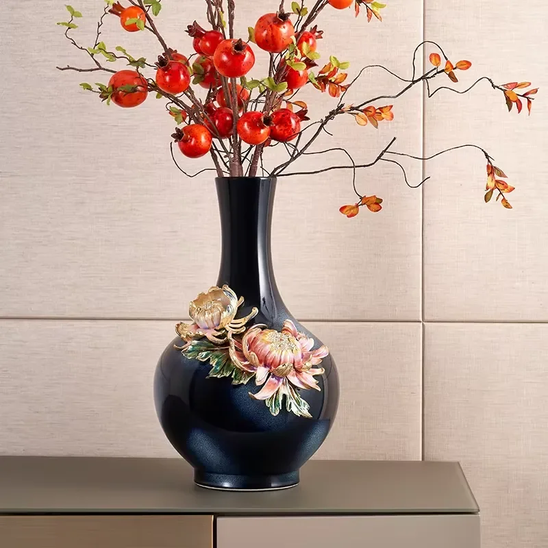RORO Vase Flower Modern Luxury Art Home Decoration Ceramic Porcelain Fresh Dried Chrysanthemum Vase Home Office Decoration