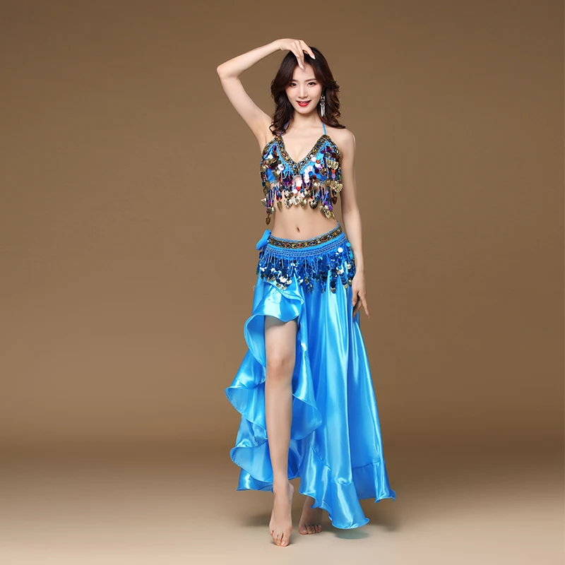 New Adult Lady Women Belly Dance Costume Oriental Bellydance Skirt Stage Performance 3pcs set Bra Belt Skirt Bellydancing Wear