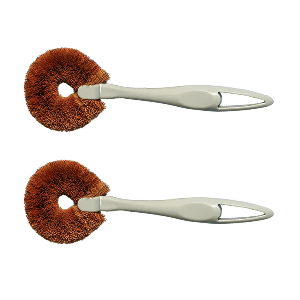 

2pcs Coconut Fiber Cleaning Brush Kitchen Sponge Long Handle Scrubber Easy Clean BBQ Tool Stubborn