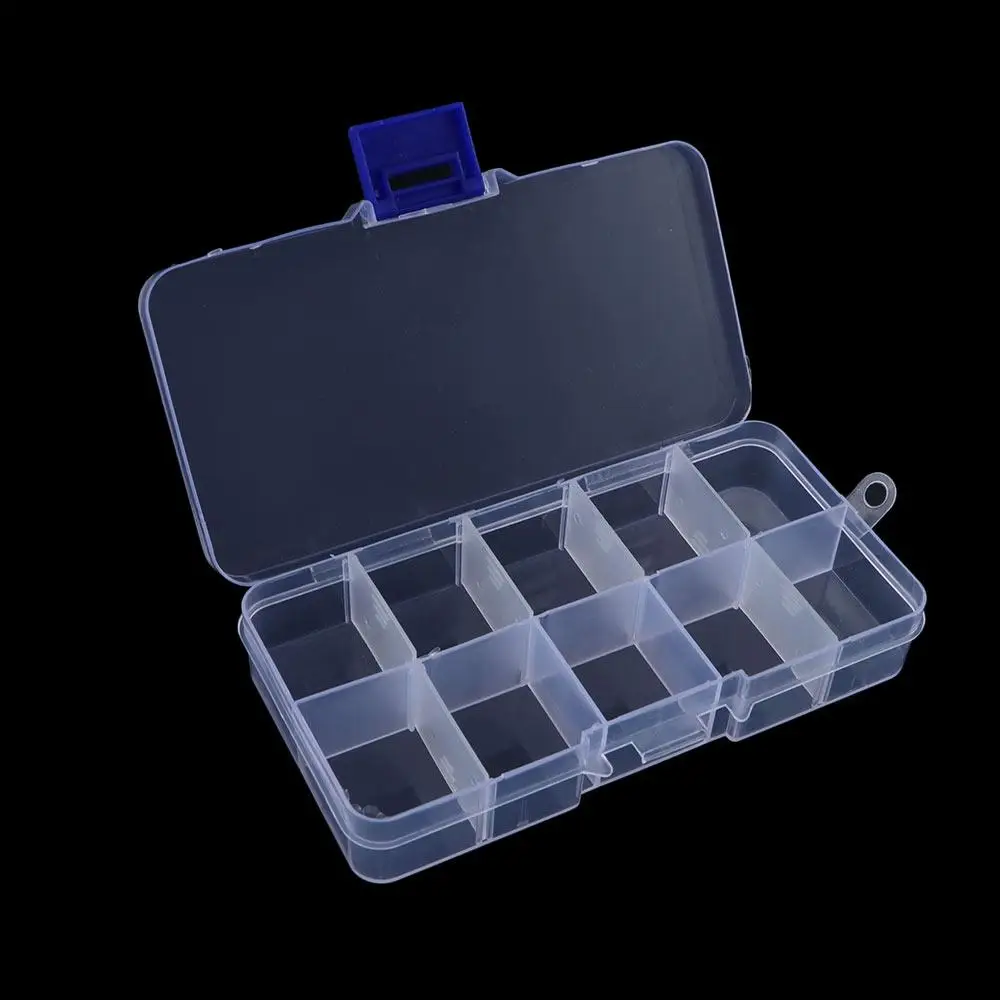 Lure Fish Accessory Box Square Plastic Transparent Detachable Fishing Tackle Box Fishing Box Storage Box 10 Compartments