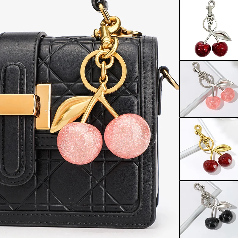 Fashion Fresh Cherry Keychain Summer Fruits Cherries Pendant Keyring For Women Men Jewelry Bag Accessories Gift Chritmas