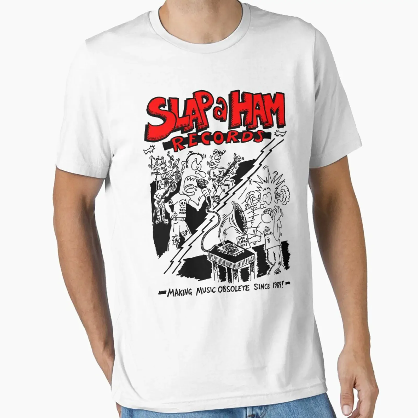Slap A Ham Records designed and sold by Limn From Limb vintage Washed designer clothes Slightly Top For Everyday Wear