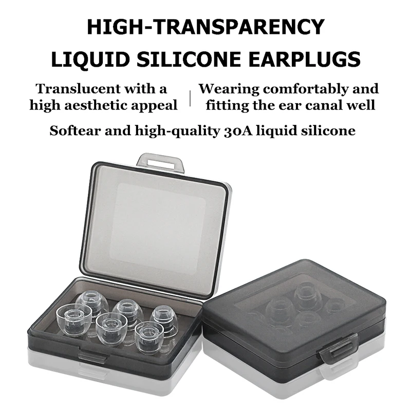 

Imported 30A Liquid Silicone Soft Earplugs Skin-friendly Highly Elastic Comfortable Ear Tips With Storage Boxes For Audio Device