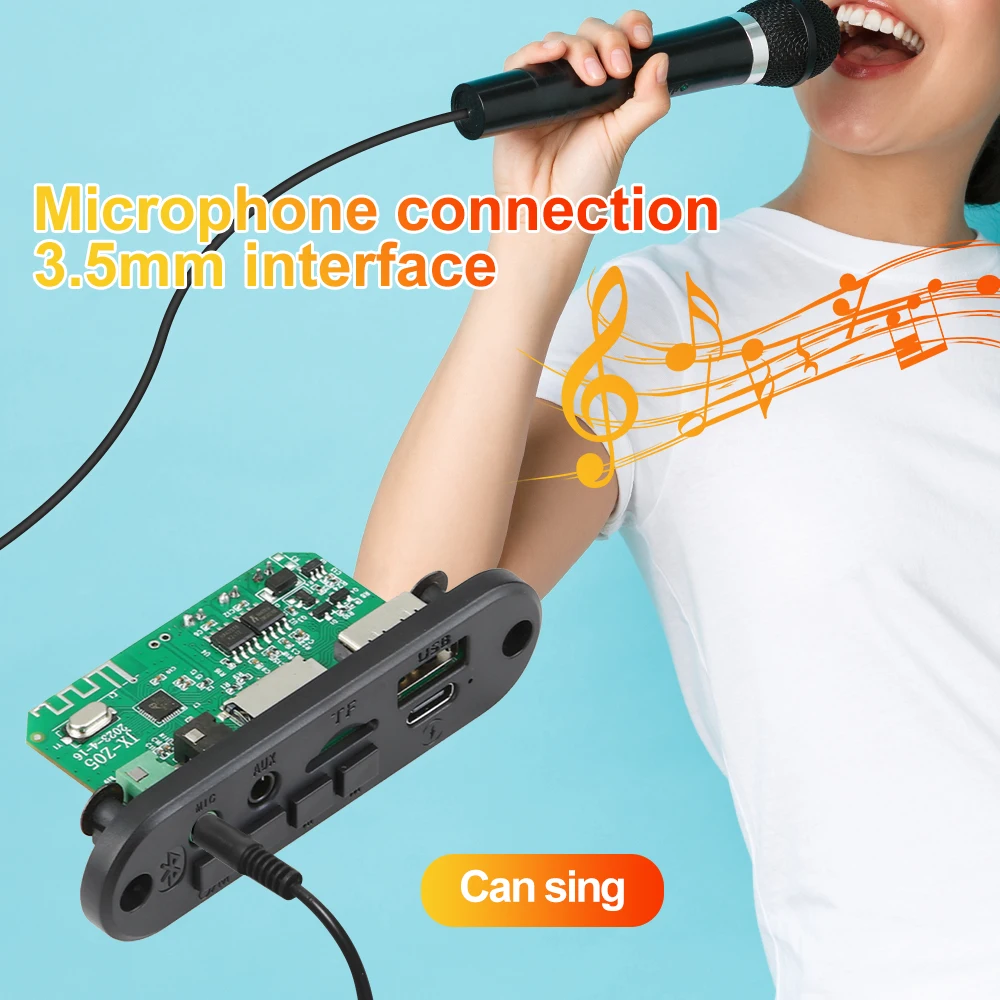 DC 5V Bluetooth 5.0 płyta dekodera MP3 6W wzmacniacz MP3 obsługuje nagrywanie rozmów 3.5mm USB TF FM dla głośnik samochodowy modułu