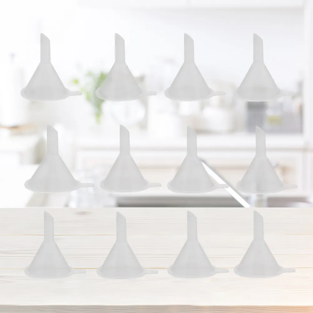 

50 шт. мини-прозрачных пластиковых воронок для рукоделия, песка, блесток, эфирных масел, смешивания парфюмерных композиций, хранения специй, для кухни и бара