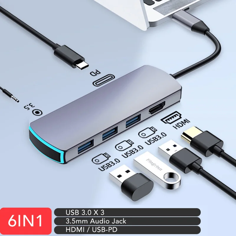 

usb type c 3.0 hubs multi usb port usb c to hdmi 4K hub Card Reader Computer Accessories for MacBook Pro Huawei OTG USB Splitter