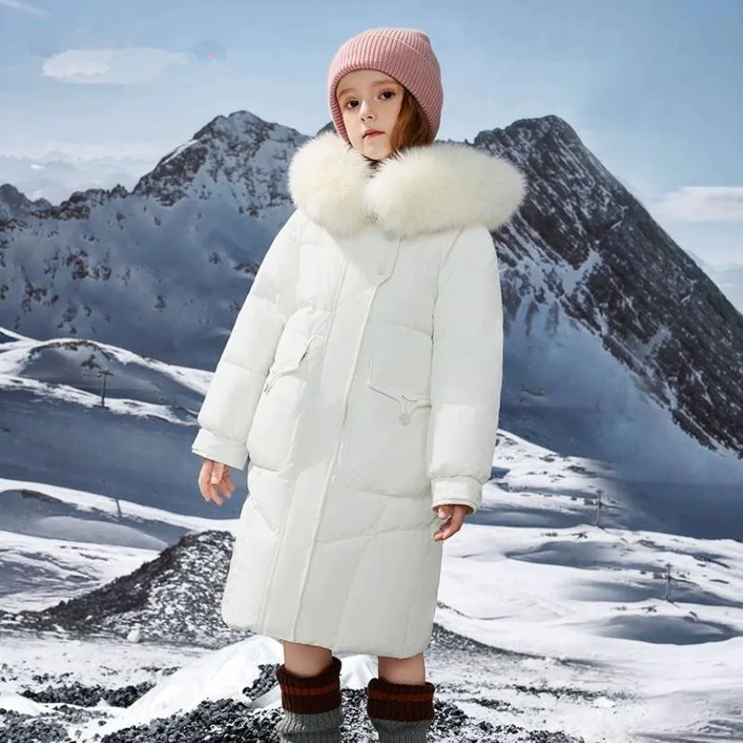 High-End Children's Down Coat 2024 Winter New Girls Thciker Warm Windproof Outerwear Down Jacket A4163