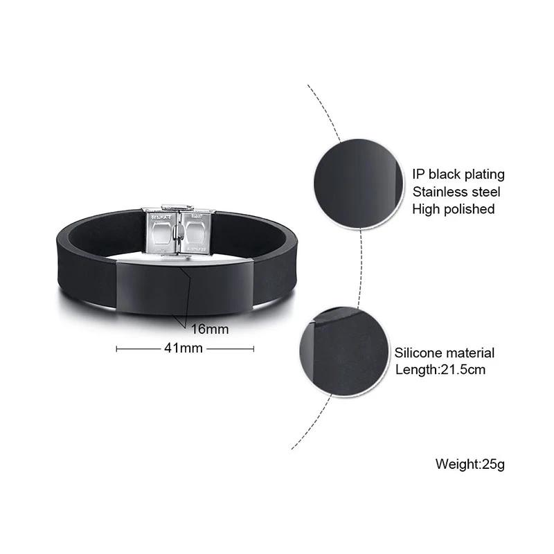 Benutzerdefinierte SOS Edelstahl ID Silikon Armband Für Männer Frauen Personalisierte Armband DIY Adjsuatble