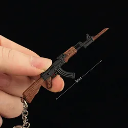 9cm Mini Gun Model AK47- Keychain Model Jewelry Weapon Metal Pendant Key Chain Chaveiro Bag Car Key Holders Gift For Kids Men