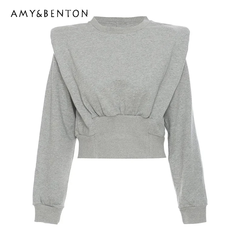 

Commute Style Fashion Solid Color All-Match Round Neck Long Sleeve Hoodies Women Autumn Personal Leisure Loose Slim Sweatshirt