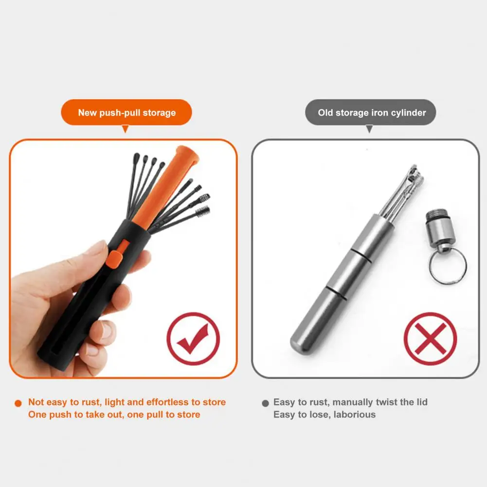 8Pcs/Set Sturdy Ear Picking Spoon Tools Portable Earwax Removal Tools Stainless Steel Ear Pick Wax Remover Set Children Use