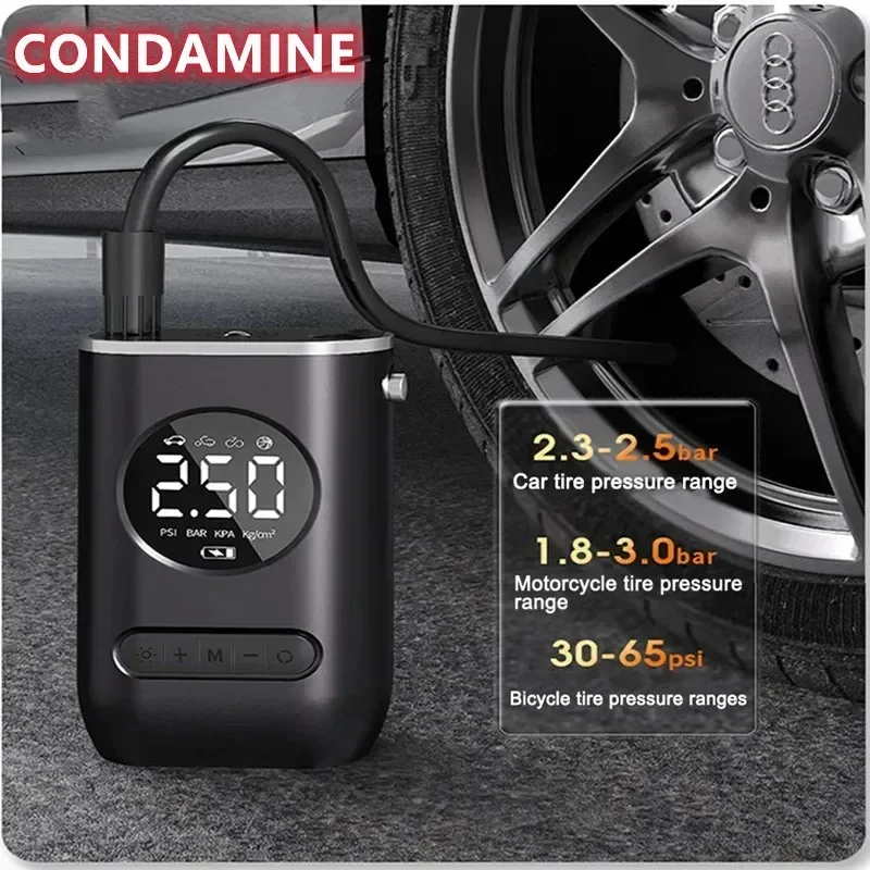 Smart Electric Inflator Pump Portable Mini Wireless Air Compressor Tire Pressure Detection For Motorcycle Car