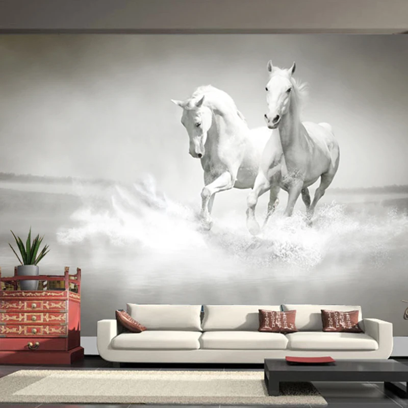 Custom Size Modern Art 3D Stereo Horse Photo Mural Wallpaper for Bedroom Living Room Office Backdrop Non-woven Wall Paper